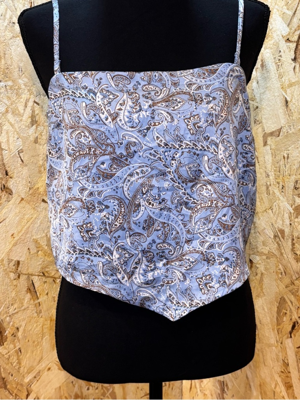 Hollister Blue Paisley Satin Bandana Crop Top - Festival - Boho - Size L